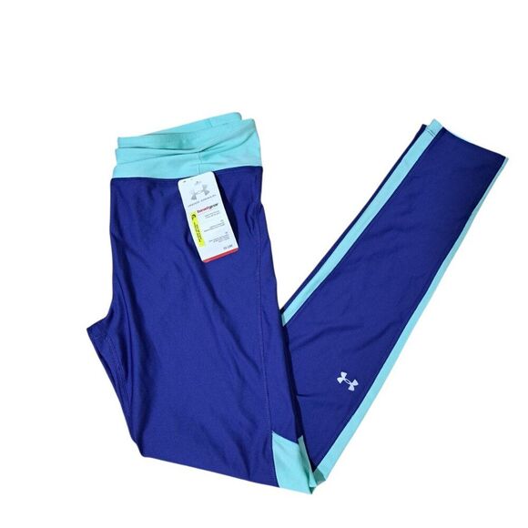 Under Armour Women's Blue Teal Gym Sports Compression Leggings Sz Large - Picture 2 of 6